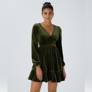 HALARA GREEN VELVET DRESS